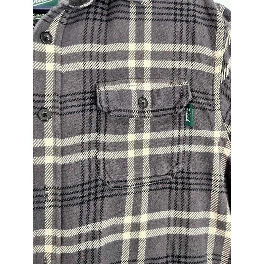 Woolrich Flannel Shirt Mens XL Gray Excellent Plaid Long Sleeve Shacket - Picture 5 of 8